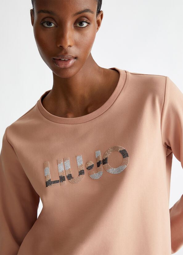 Liu Jo Felpa con logo e strass Sconto