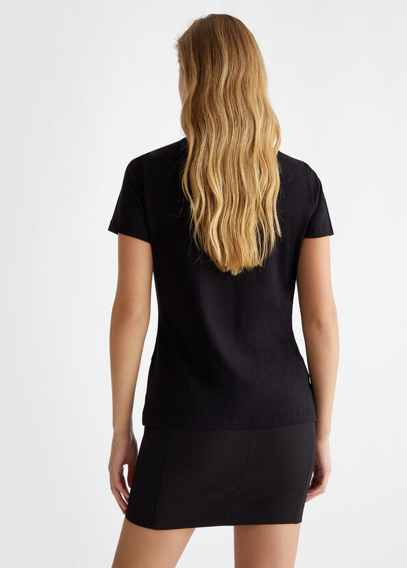 Liu Jo T-shirt in cotone con strass Sottocosto