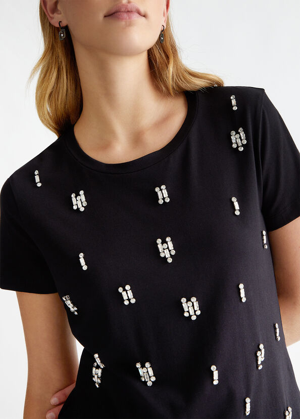 Liu Jo T-shirt in cotone con strass Sottocosto