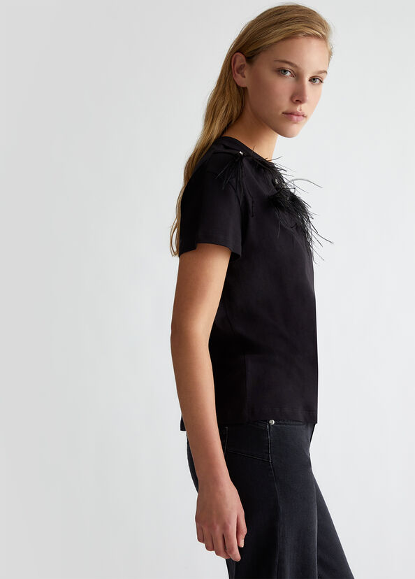 Liu Jo T-shirt con piume gioiello Online