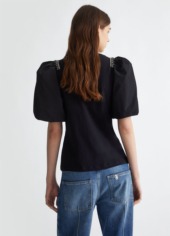 Liu Jo T-shirt in jersey con strass Vendite Flash