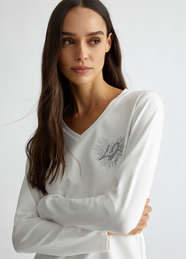 Liu Jo T-shirt con cuore e strass In Saldo
