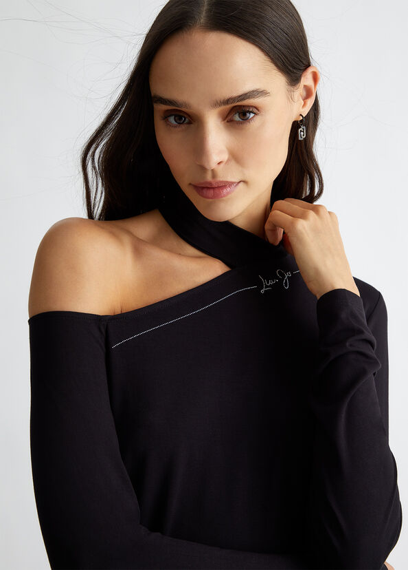 Liu Jo T-shirt con logo e strass Nuova