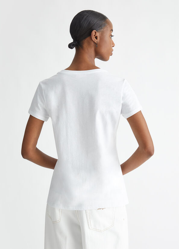 Liu Jo T-shirt con logo e strass Italy
