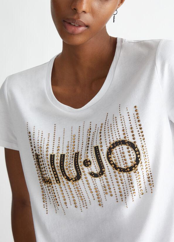 Liu Jo T-shirt con logo e strass Italy