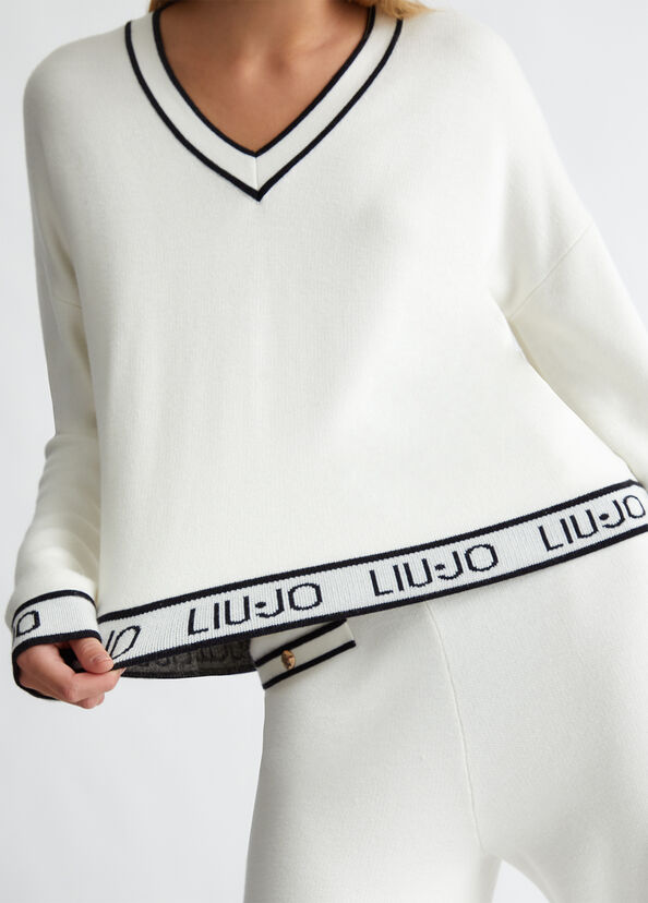 Liu Jo Maglia in misto seta con logo Outlet