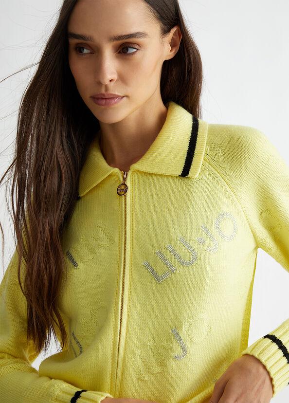 Liu Jo Cardigan in misto lana con logo Vendita Economica