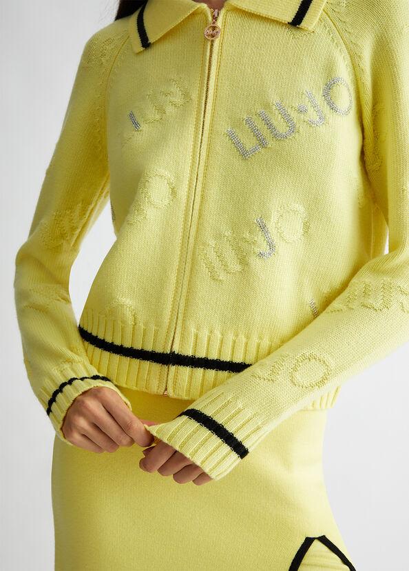 Liu Jo Cardigan in misto lana con logo Vendita Economica