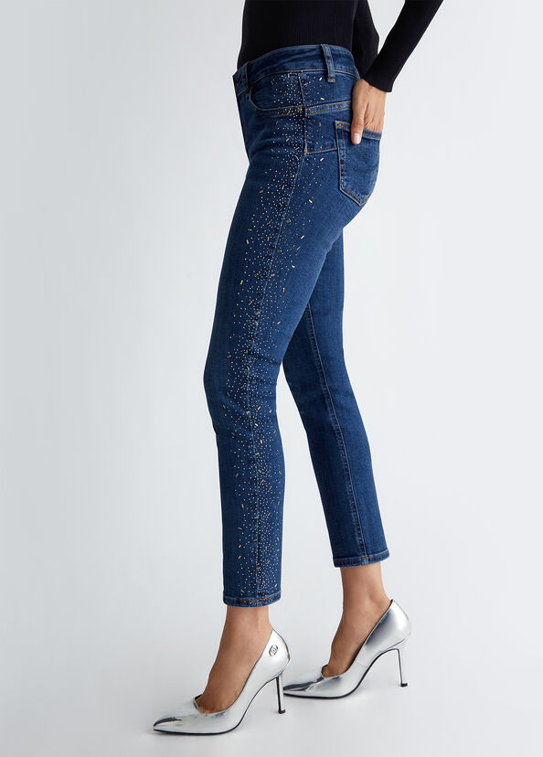 Liu Jo Jeans skinny bottom up con strass Economico