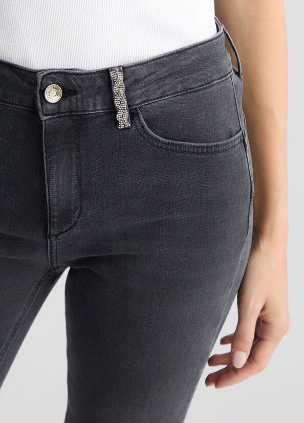 Liu Jo Jeans skinny grigio con strass Vendita Calda