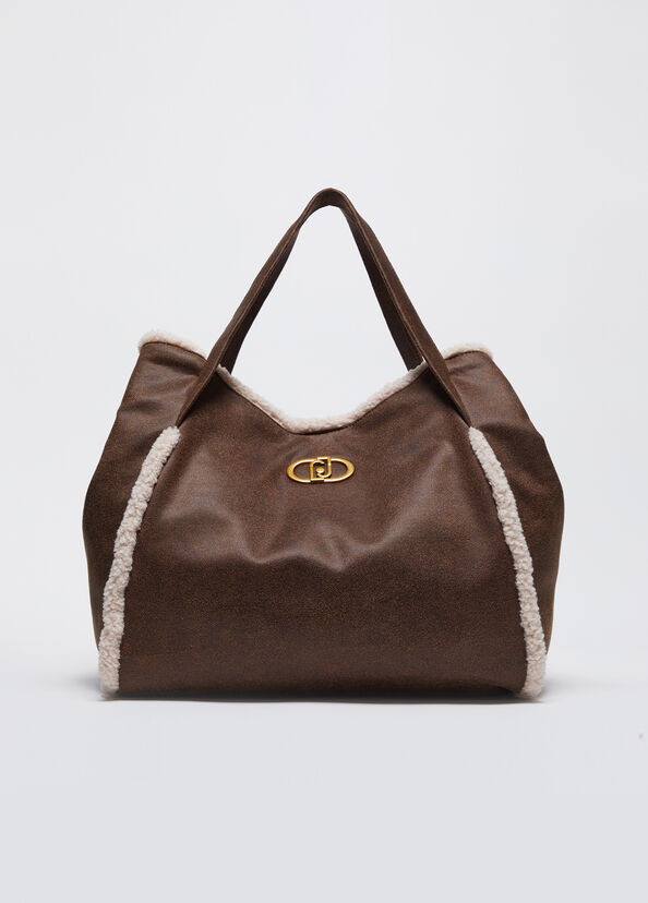 Liu Jo Shopping bag in tessuto spalmato con pochette Vendite Flash