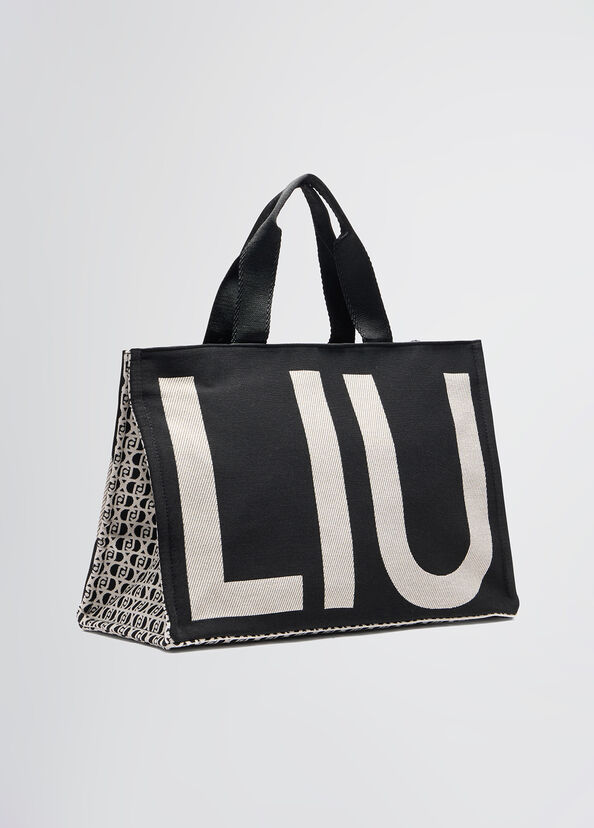 Liu Jo Borsa tote monogram jacquard nera Duty-free