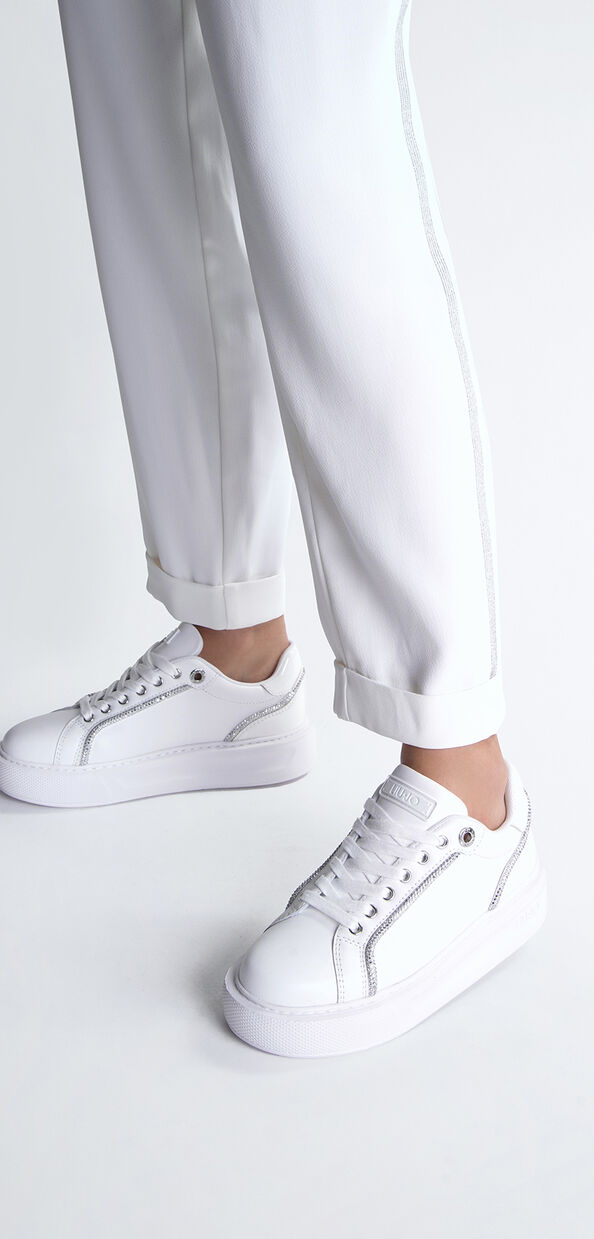 Liu Jo Sneakers bianche con profili strass Economico