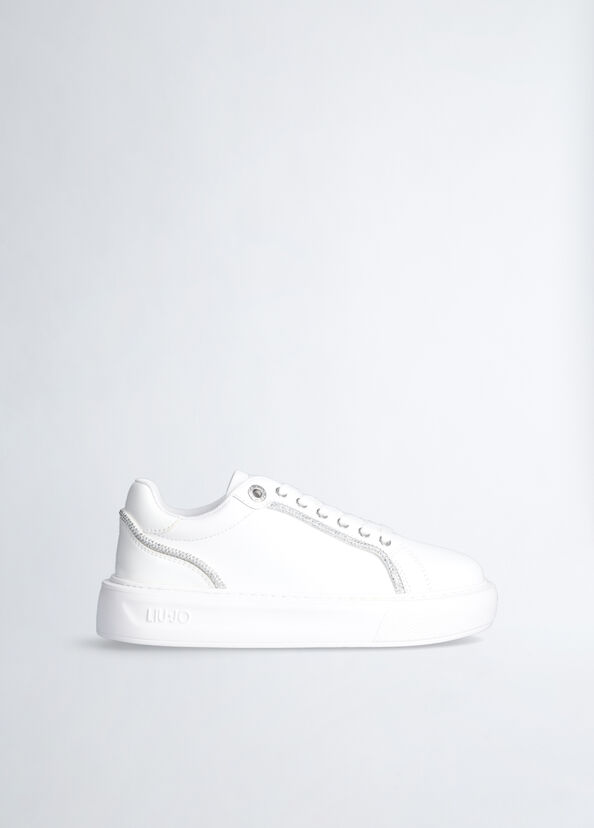 Liu Jo Sneakers bianche con profili strass Economico