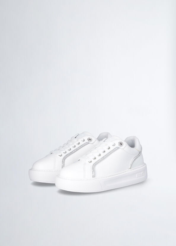 Liu Jo Sneakers bianche con profili strass Economico