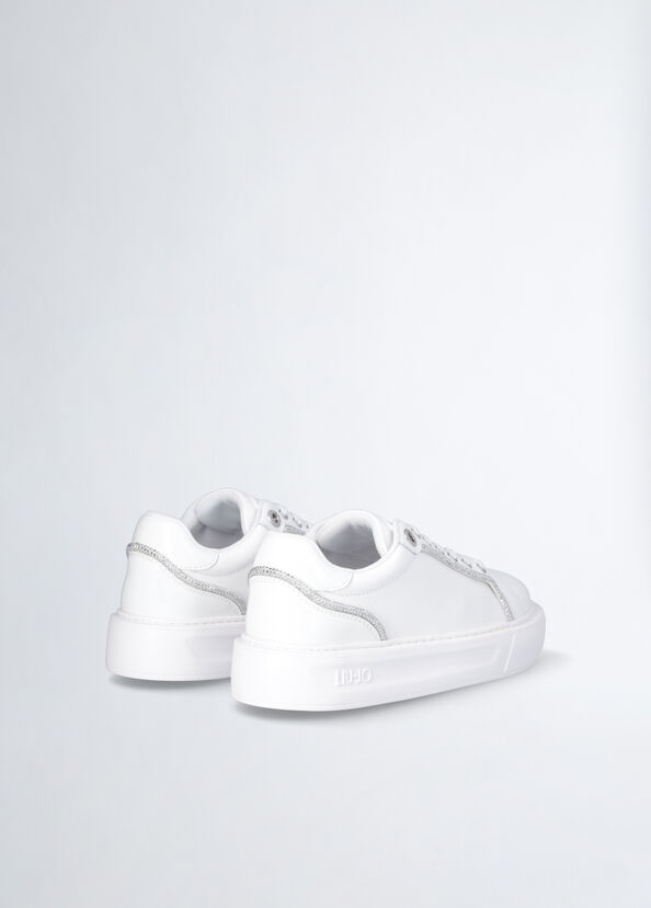 Liu Jo Sneakers bianche con profili strass Economico