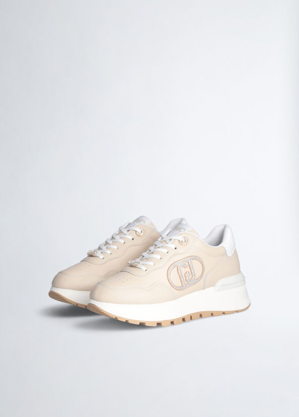 Liu Jo Sneakers in pelle con logo gioiello Saldi