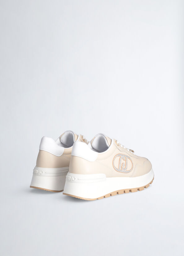 Liu Jo Sneakers in pelle con logo gioiello Saldi