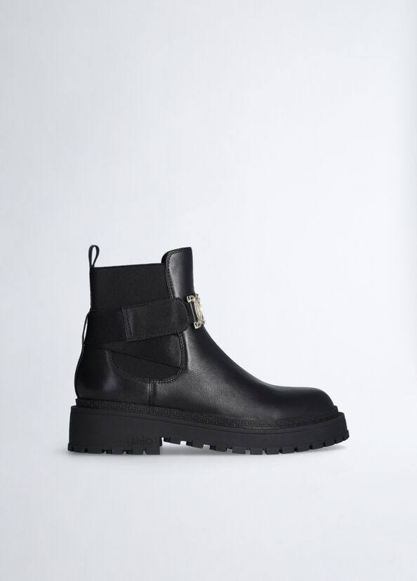 Liu Jo Stivaletti neri con maxi logo Super Saving Price