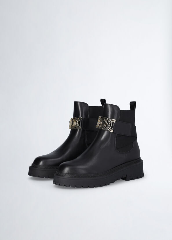 Liu Jo Stivaletti neri con maxi logo Super Saving Price