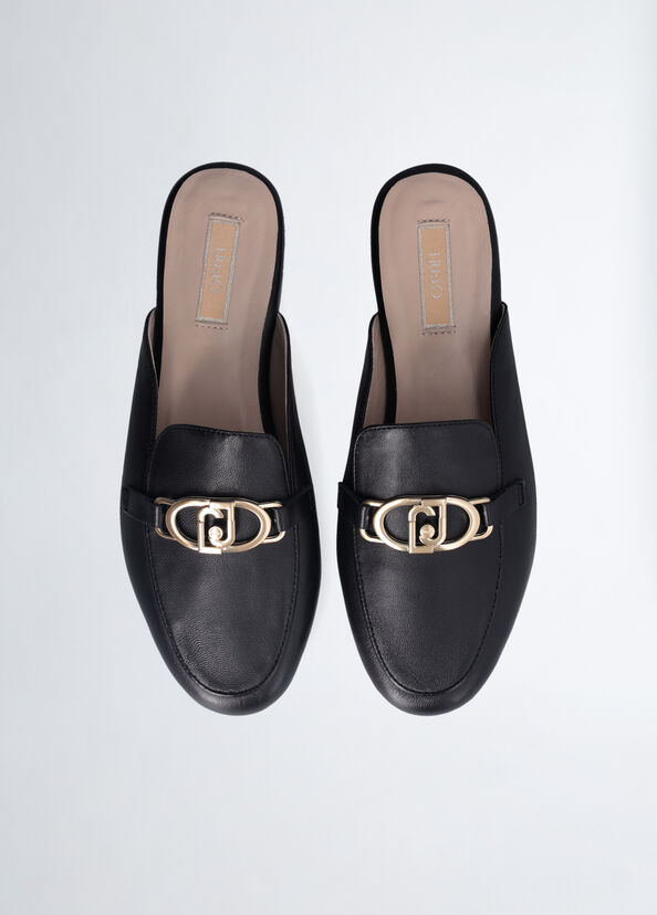 Liu Jo Slippers in pelle con logo Discount Store per i nuovi prodotti