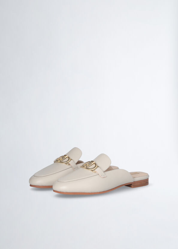 Liu Jo Slippers in pelle con logo Super sconto