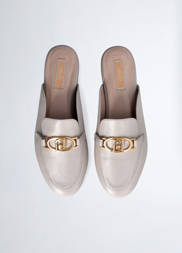 Liu Jo Slippers in pelle con logo Super sconto
