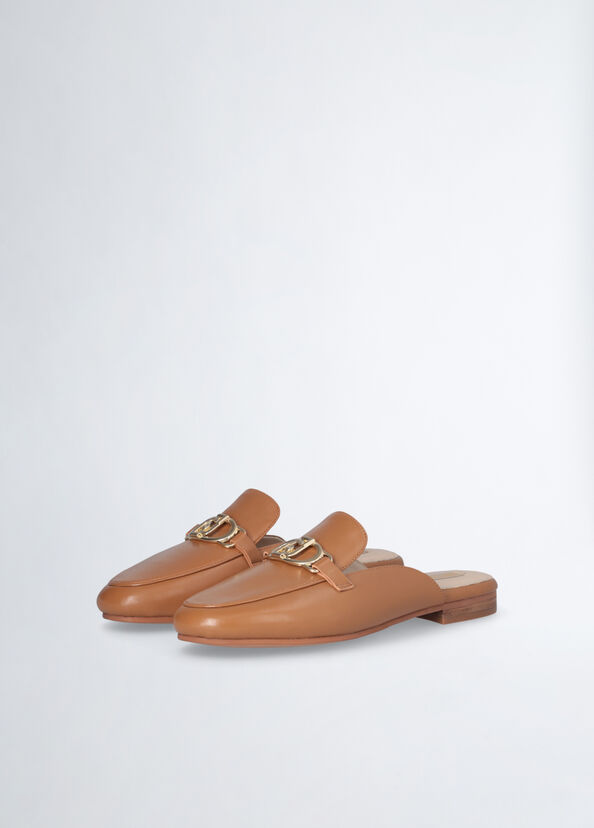 Liu Jo Slippers in pelle con logo Enormi sconti