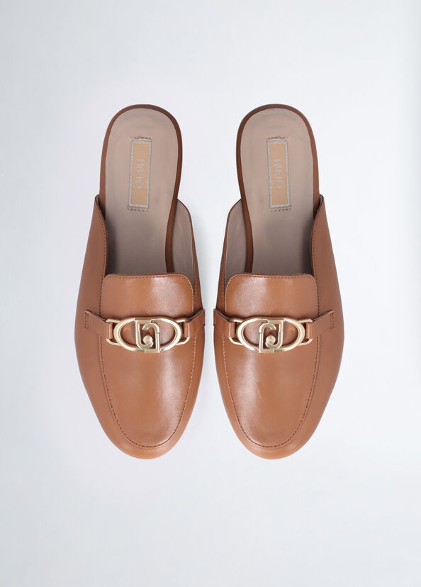 Liu Jo Slippers in pelle con logo Enormi sconti