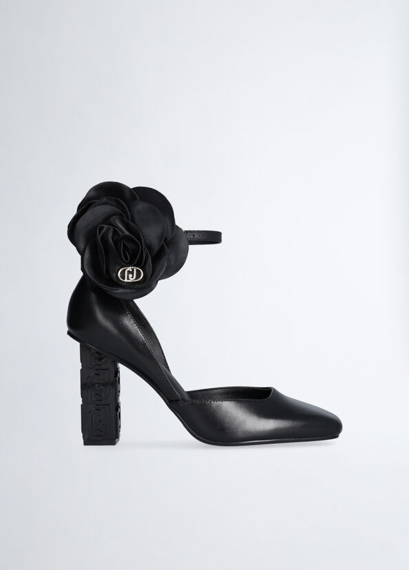 Liu Jo Décolleté nere in pelle con fiore Convenienza