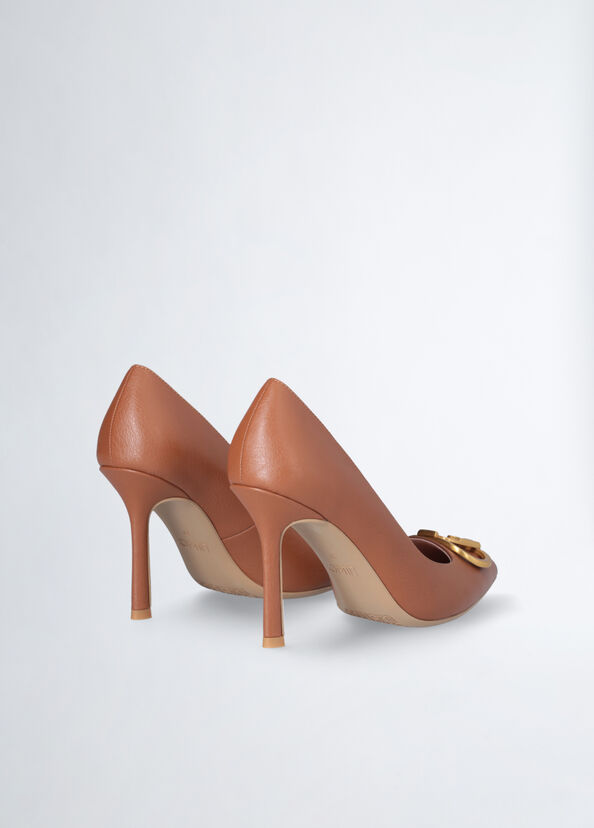 Liu Jo Décolleté marroni con maxi logo Presa