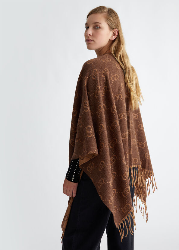 Liu Jo Poncho con logo monogram jacquard Offerta Anniversario