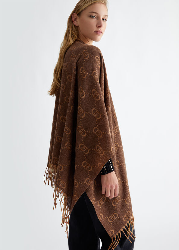 Liu Jo Poncho con logo monogram jacquard Offerta Anniversario