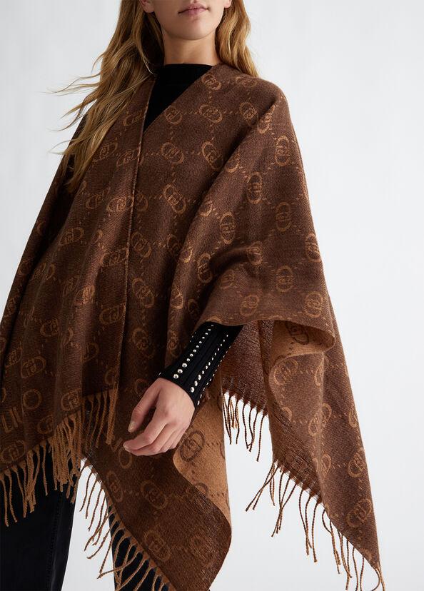 Liu Jo Poncho con logo monogram jacquard Offerta Anniversario