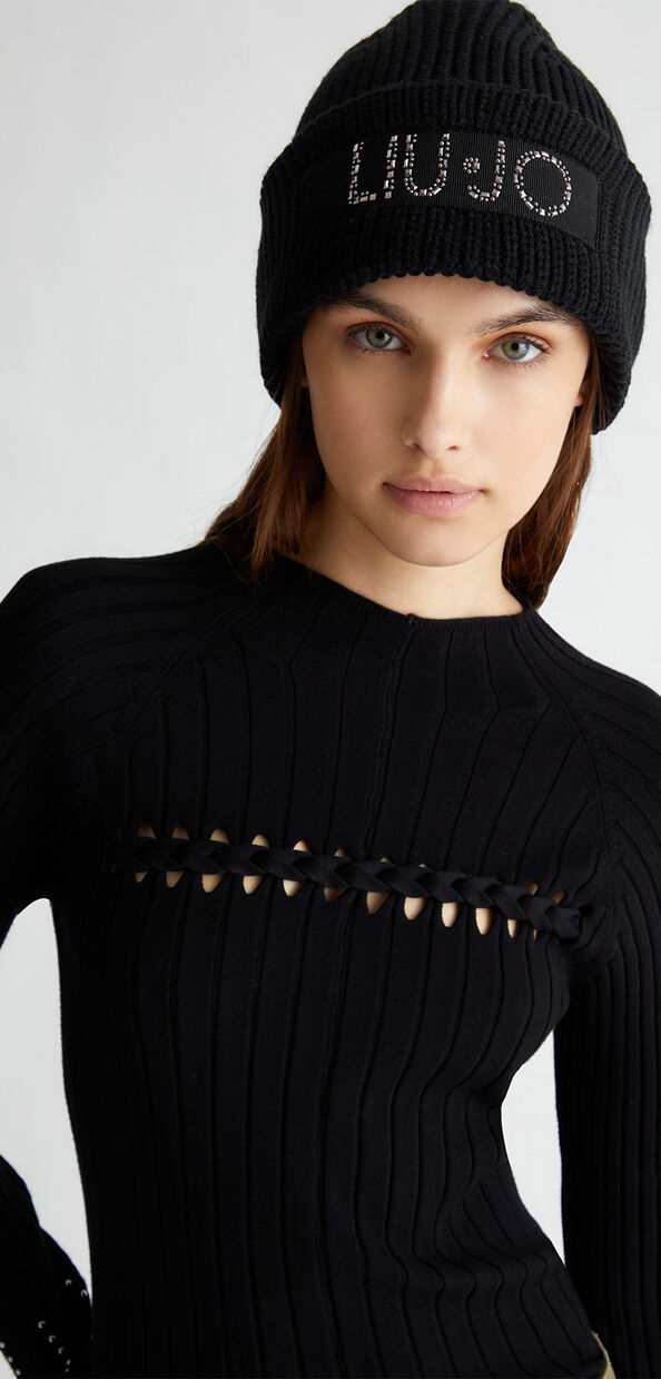Liu Jo Berretto in maglia con logo Offerta speciale della fabbrica