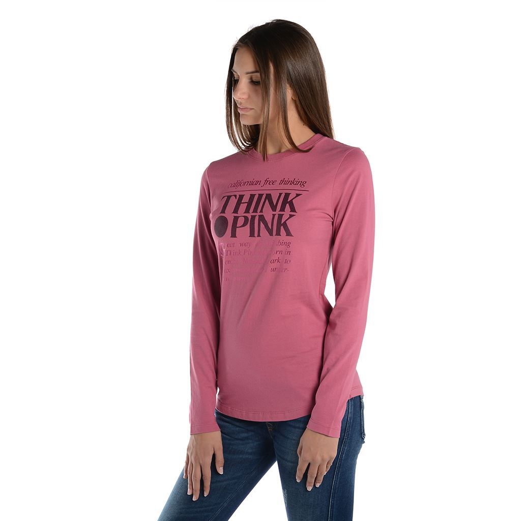 Think Pink T-shirt Donna Manica Lunga fw1800 Promozione