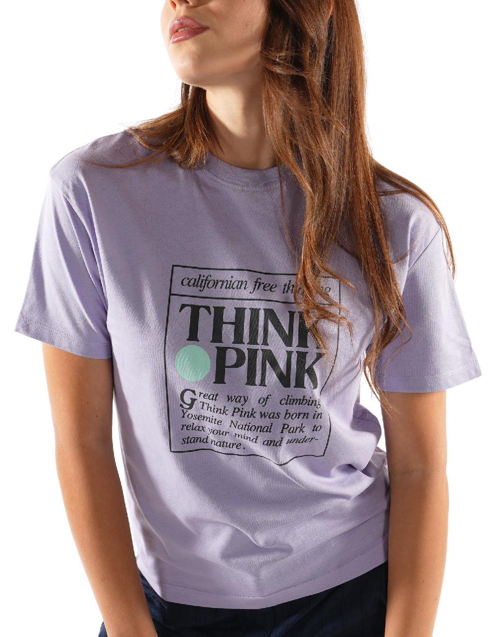 Think Pink T-shirt Donna Logo manica corta ss2200 In Saldo