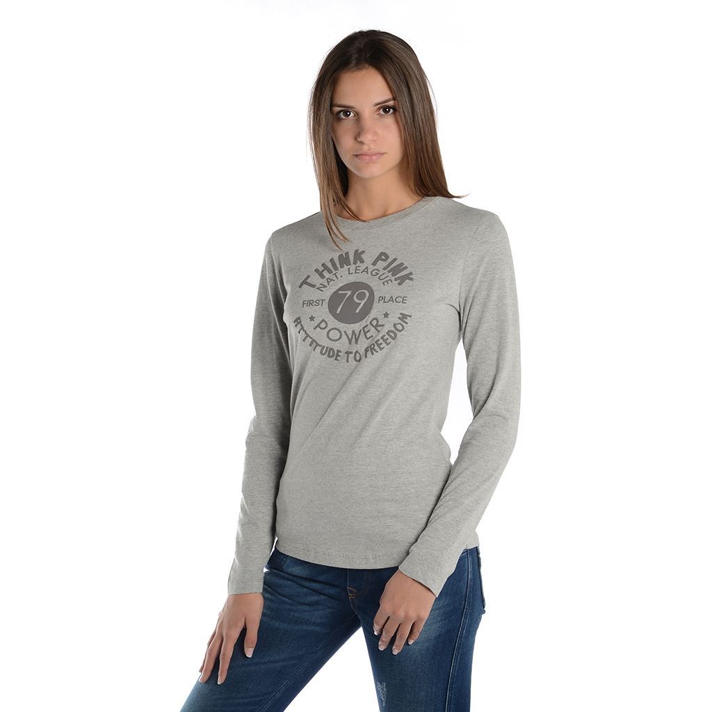 Think Pink T-shirt Donna Manica Lunga fw1801 Sottocosto