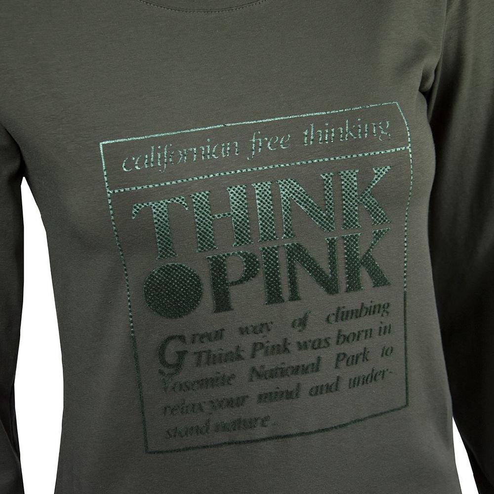 Think Pink T-shirt Donna Manica Lunga fw1700 Economico