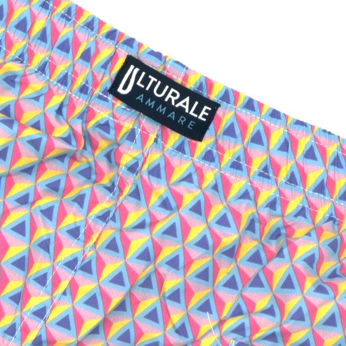 Ulturale Costume con pattern prisma rosa fuxia viola azzurro e giallo – Ulturale Moda