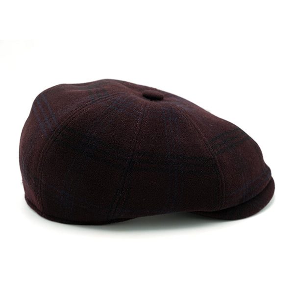 Ulturale Coppola 8 spicchi in lana con fantasia tartan bordeaux e fodera interna di seta con pattern Ulturale burgundy - Ulturale Fino Al -60%