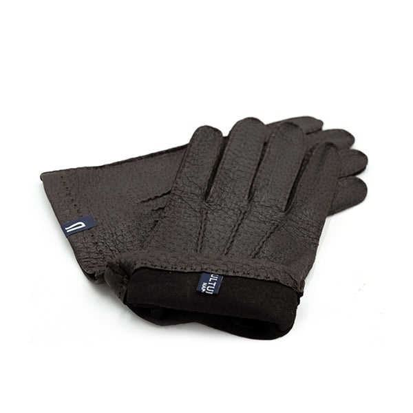 Ulturale Guanti uomo marrone scuro in peccary sfoderato con cashmere interno - Ulturale Sottocosto
