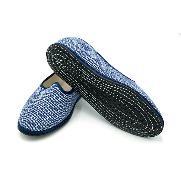 Ulturale Furlane blu con pattern Ulturale bianco e bordo blu in 100% velluto di cotone - Ulturale Outlet