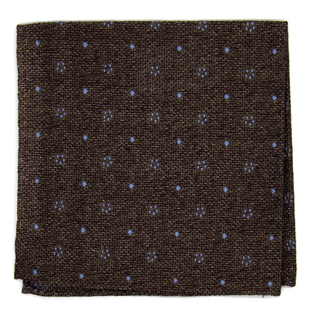 Ulturale Pochette marrone con fiori azzurri in 100% seta - Ulturale Acquista Ora