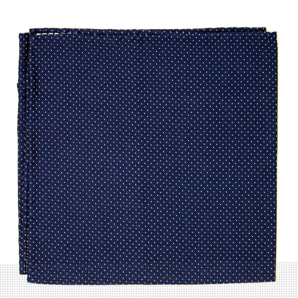 Ulturale Pochette blu con punto a spillo bianco in 100% seta - Ulturale Fino Al -60%