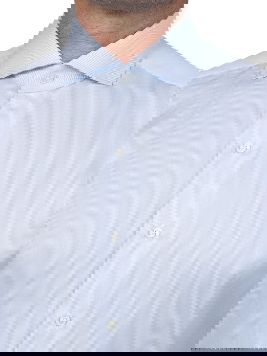 Xacus Camicia Xacus Rigata Tessuto Thomas Mason Bianco Novità