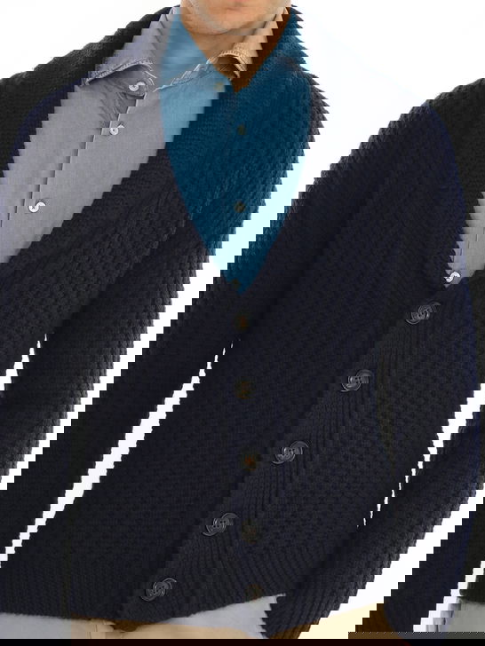 Rakki Cardigan Rakkì Collo Sciallato Blu Negozi Online