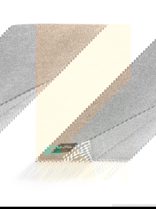 Alan Paine Sciarpa Alan Paine Tackely Cashmere Marrone/Azzurro In Vendita
