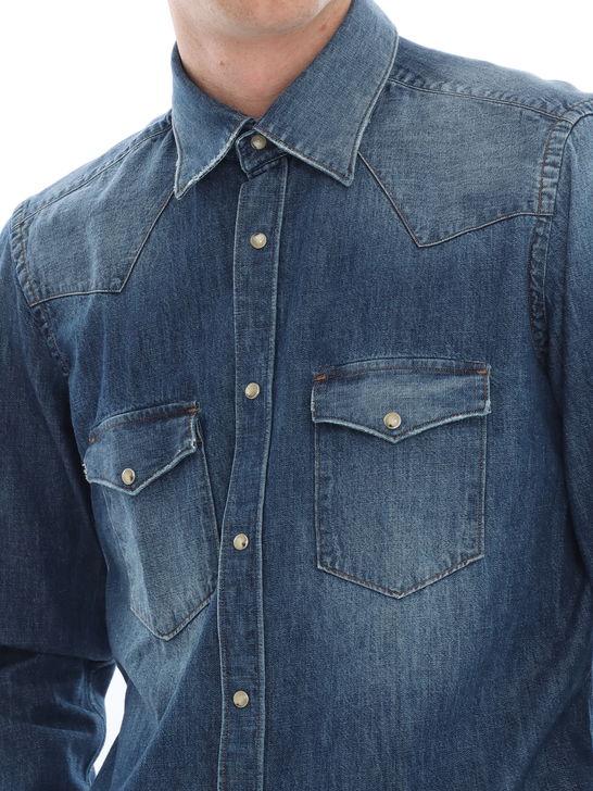 Tintoria Mattei Camicia Tintoria Mattei Texana Denim Grande vendita