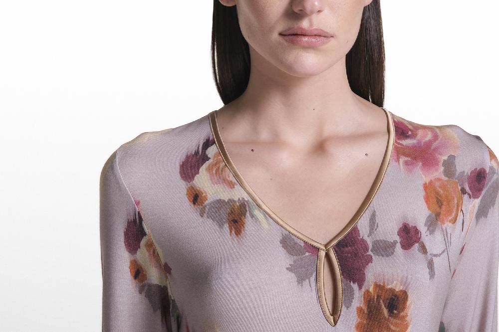 Verdiani Camicia Viscosa Stampa Fiore In Linea